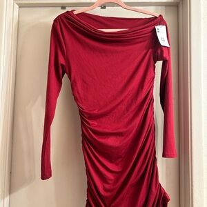 Elegant Red Long Sleeve Dress